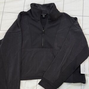 Athleta Gray Seasoft Rib 1/4 Zip Pullover